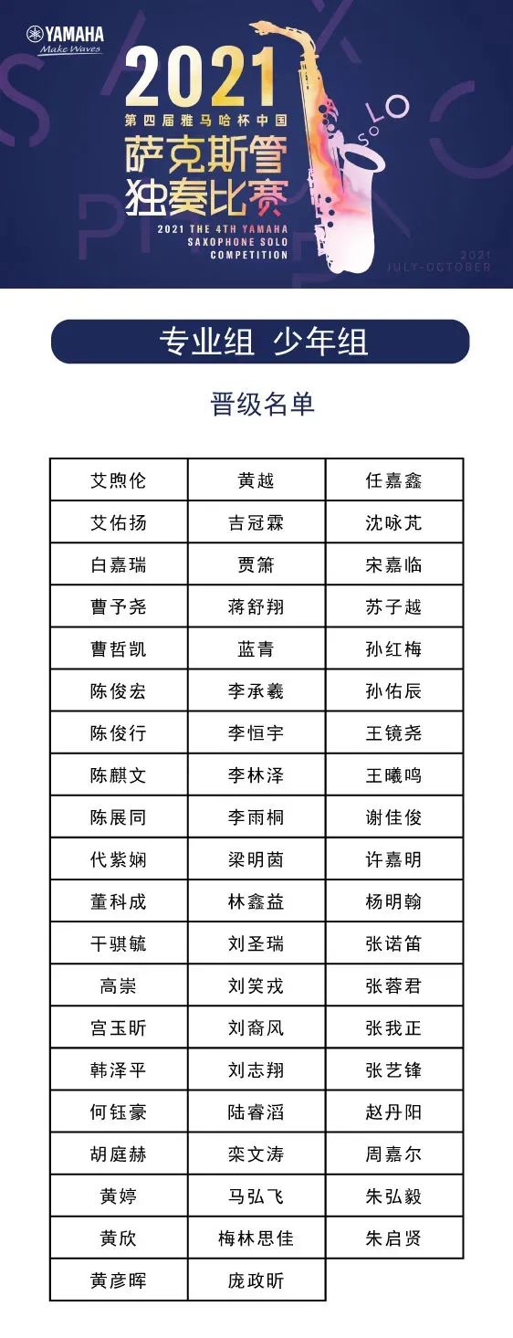 第四届“佰利乐杯”（中国）萨克斯管独奏比赛——决赛名单公布，决赛报名通道开启！